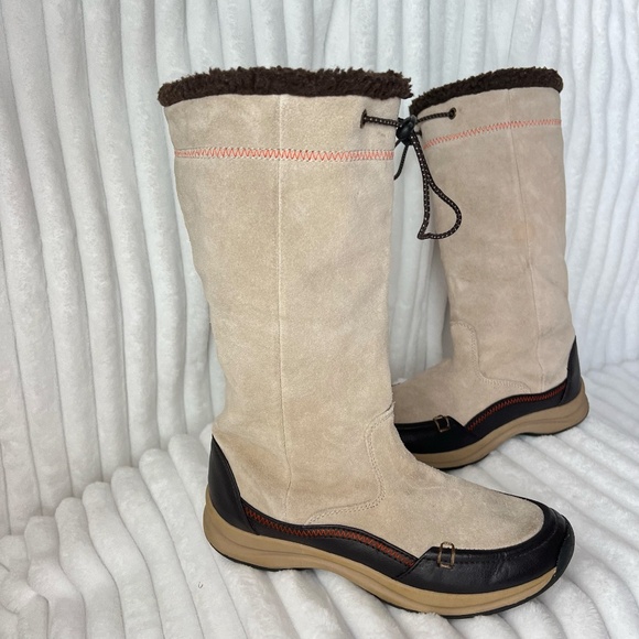 Lands End Calf High Suede Leather Rubber Sole Tan Winter Boots Size 6 - Picture 4 of 15